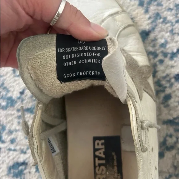 Golden Goose White and Green Super Star Sneakers - Picture 3 of 7